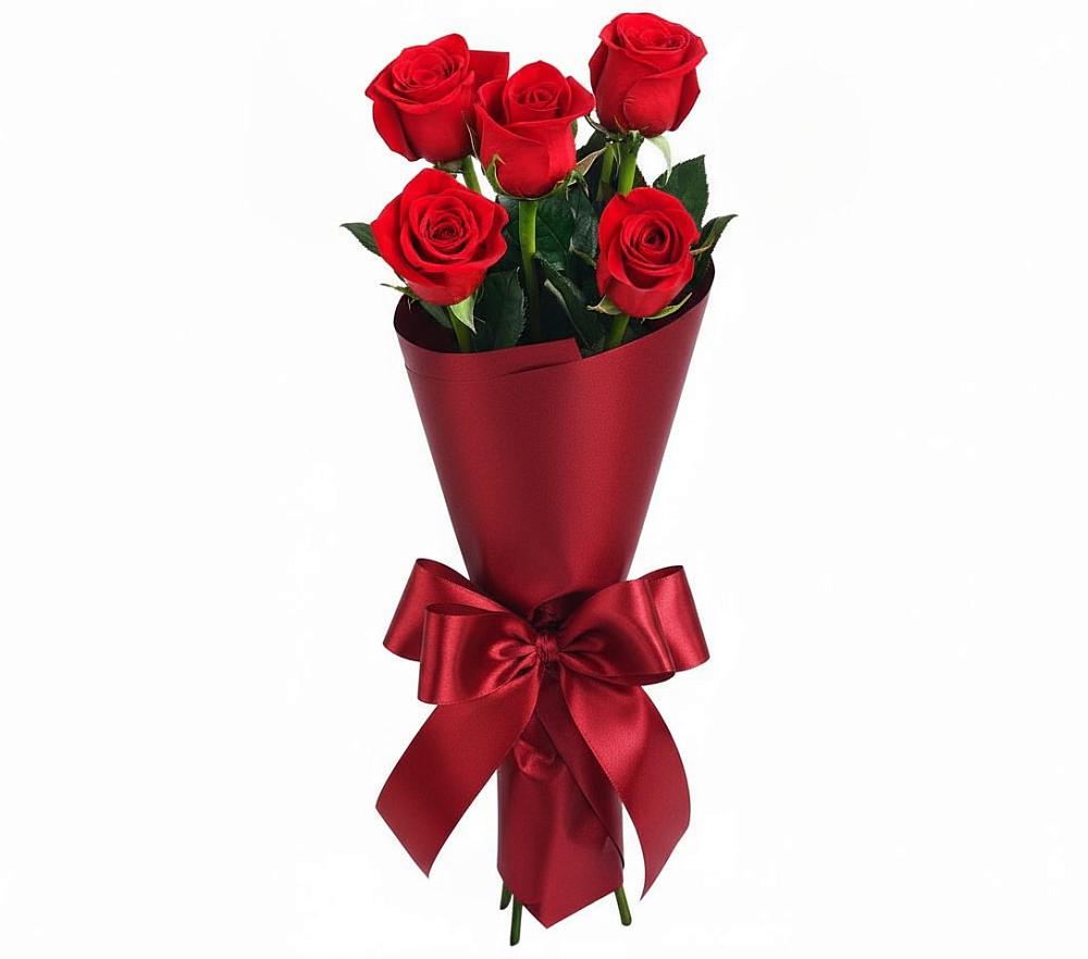 Букет 5 Красных роз Эдлесс Лав в Волченки