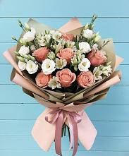 Букет цветов из:  Розы, Альстромерии и Лизиантусы в Волченки