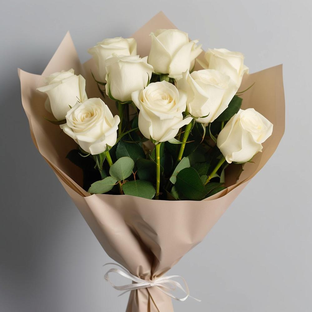 Букет 9 Белых роз Эдлесс Лав в Волченки