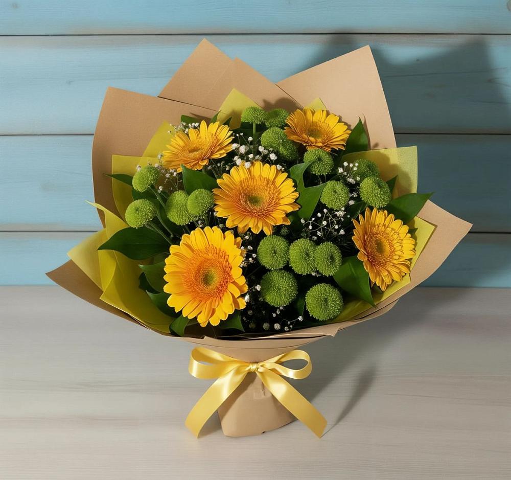 Букет цветов из: Герберы и Хризантемы в Волченки