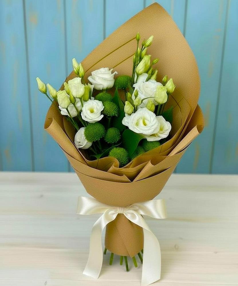 Букет цветов из: Хризантемы и Лизиантусы в Волченки