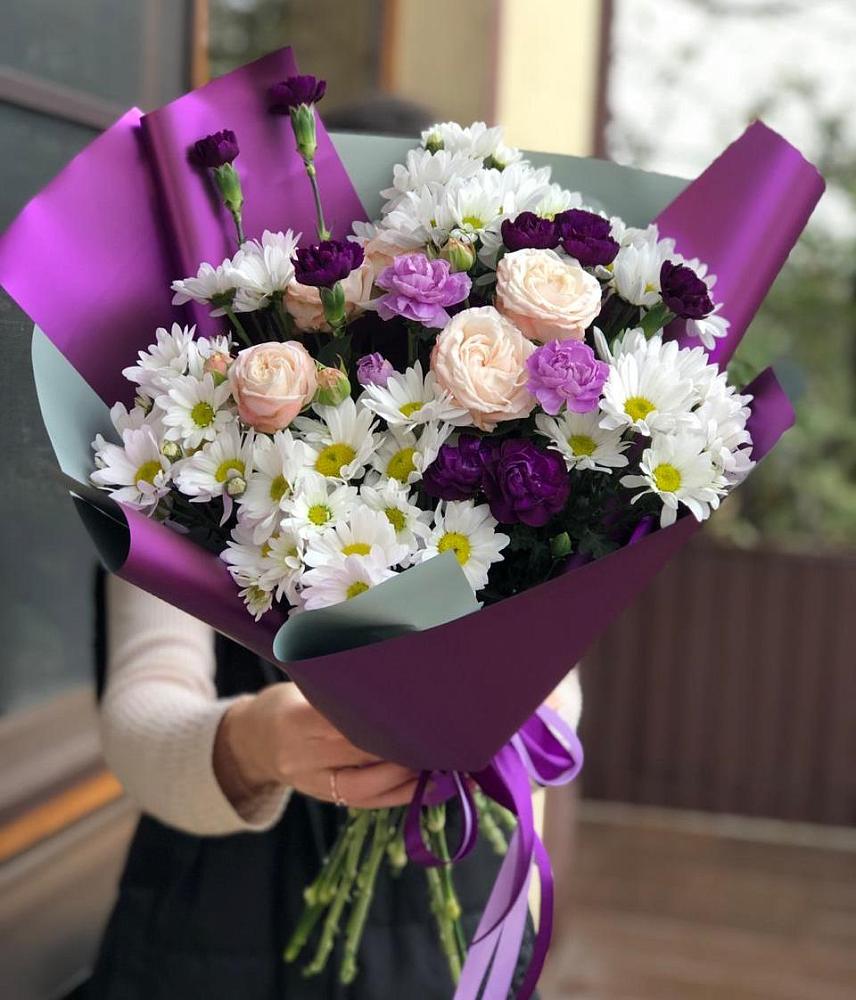 Букет цветов из: Хризантемы, Гвоздики и Розы в Волченки