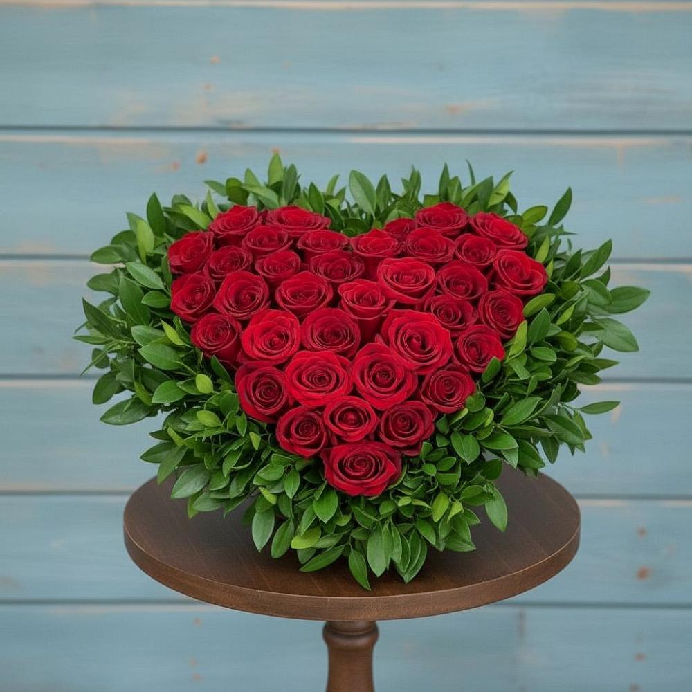 Цветочная композиция из Розы в виде сердца в Волченки