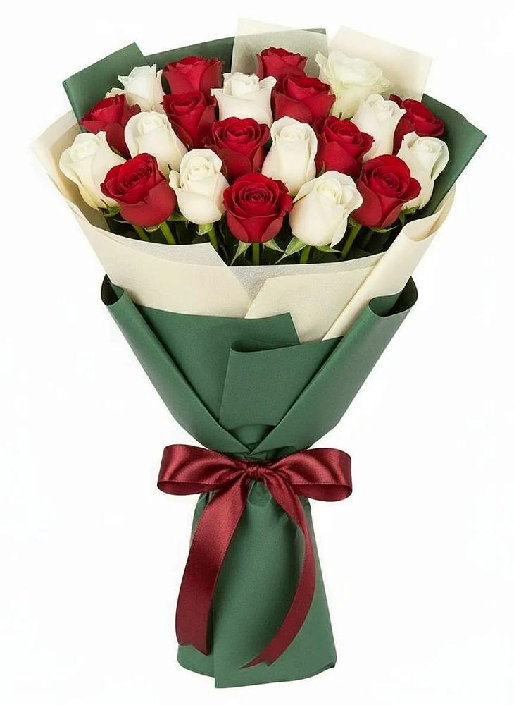 Букет Микс из красных и белых роз в Волченки