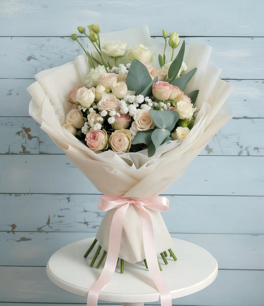 Букет цветов из: Розы и Лизиантусы в Волченки