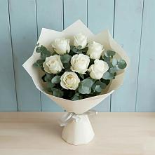 Букет Белые розы в Эвкалипте в Волченки