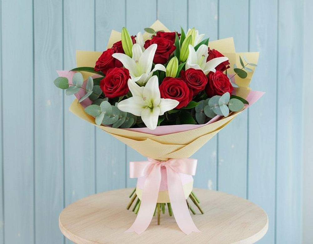 Букет цветов из: Лилии и Розы в Волченки